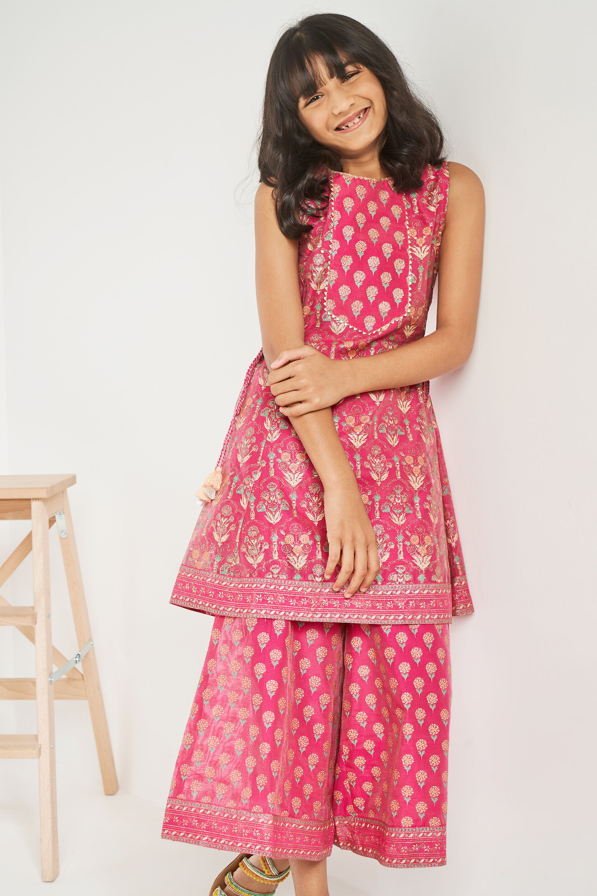 Pink Floral Flared Suit, Pink, image 4